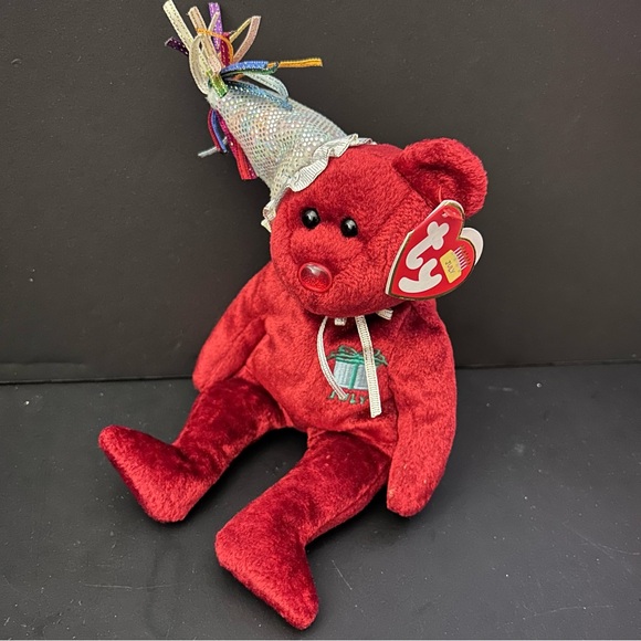 Ty Beanie Baby “Happy Birthday” the July Birthday Bear Wearing a Party Hat! - Picture 2 of 6